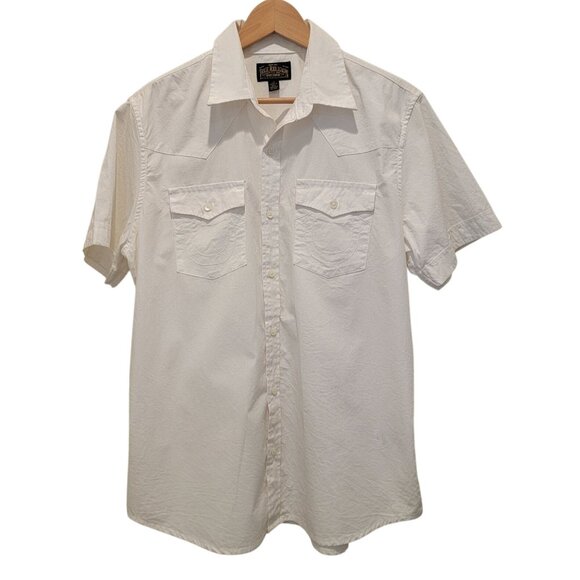 True Religion Sportswear White 100% Cotton Short Sleeve Button-Up Shirt Men's L - Picture 1 of 8